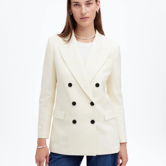 New MADEWELL Size 2 Tuxedo Blazer in Winter White $238 NT118 - Picture 1 of 9